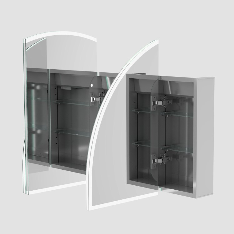 Triple Door Chrome Bathroom Mirror Cabinet with Lights Demister & Shaver Socket 1200 x 690mm - Empire