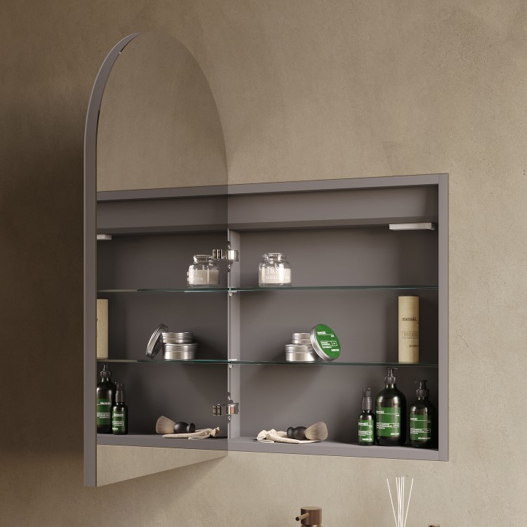 Single Door Chrome Bathroom Mirror Cabinet with Lights Demister & Shaver Socket 500 x 800mm - Empire