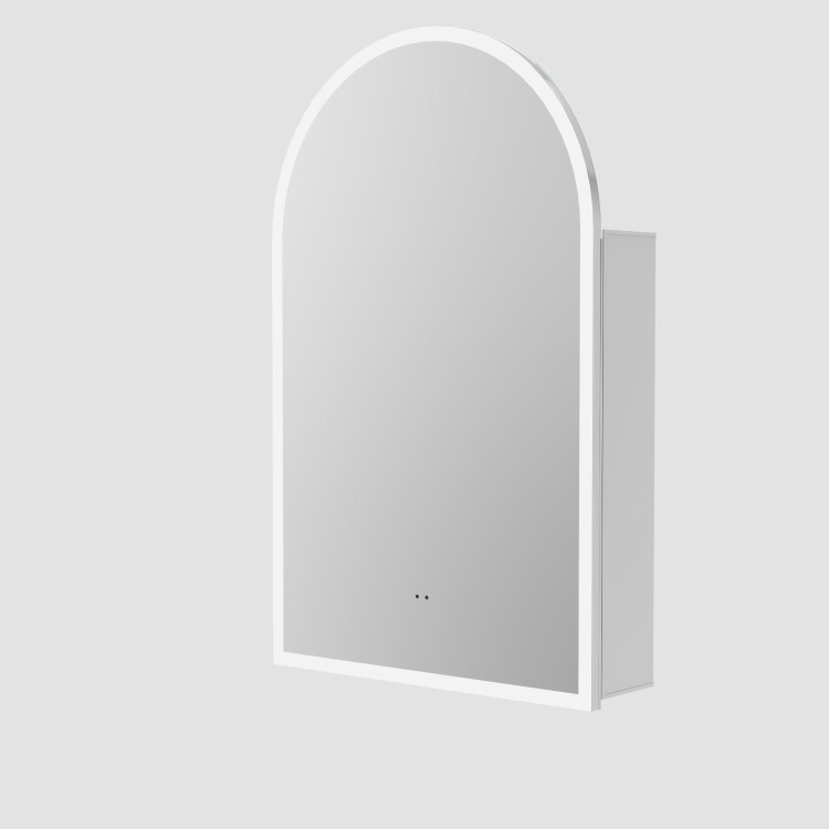 Single Door Chrome Bathroom Mirror Cabinet with Lights Demister & Shaver Socket 500 x 800mm - Empire