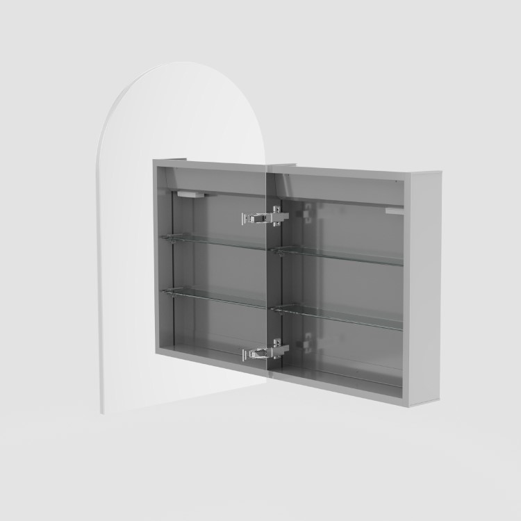 Single Door Chrome Bathroom Mirror Cabinet with Lights Demister & Shaver Socket 500 x 800mm - Empire