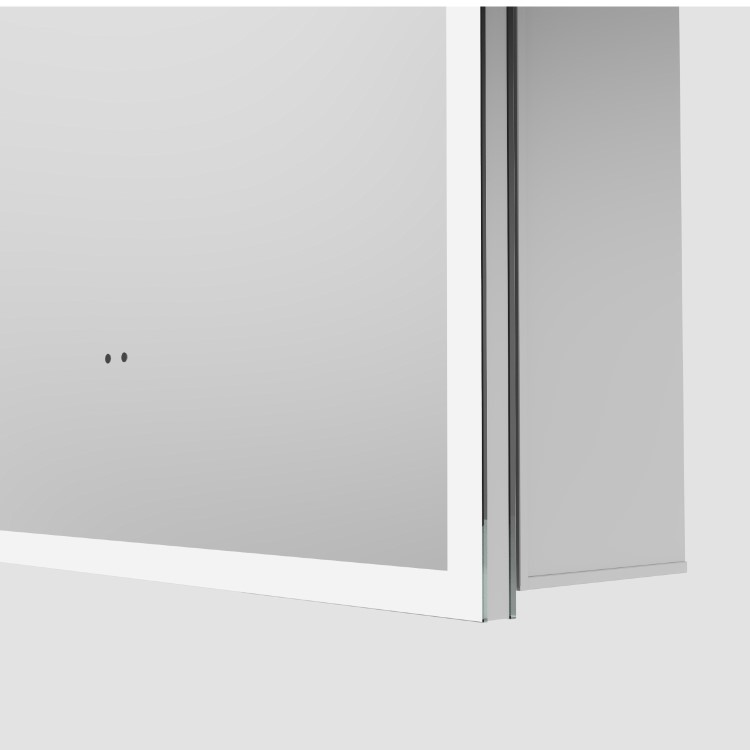 Single Door Chrome Bathroom Mirror Cabinet with Lights Demister & Shaver Socket 500 x 800mm - Empire