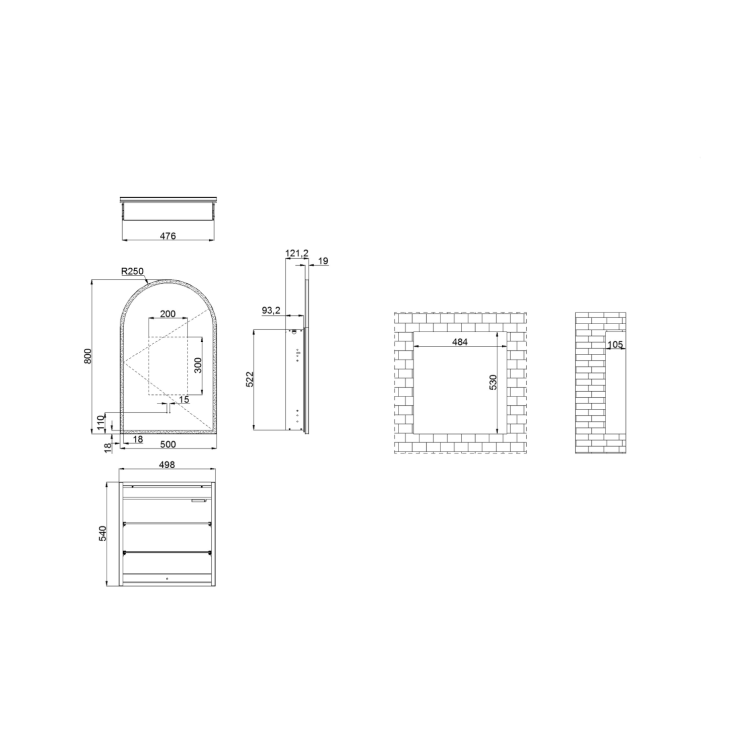 Single Door Chrome Bathroom Mirror Cabinet with Lights Demister & Shaver Socket 500 x 800mm - Empire