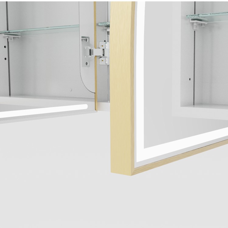 Triple Door Brass Bathroom Mirror Cabinet with Lights Demister & Shaver Socket 1200 x 690mm - Empire