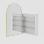 Single Door Brass Bathroom Mirror Cabinet with Lights Demister & Shaver Socket 500 x 800mm - Empire