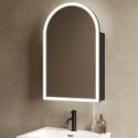 EMPIRECMB500 Single Door Black Bathroom Mirror Cabinet with Lights Demister & Shaver Socket 500 x 800mm - Empire