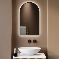 GRADE A1 - Arched Black Backlit Heated Bathroom Mirror with Lights 500 x 800mm - Empire