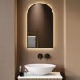 GRADE A1 - Arched Black Backlit Heated Bathroom Mirror with Lights 500 x 800mm - Empire