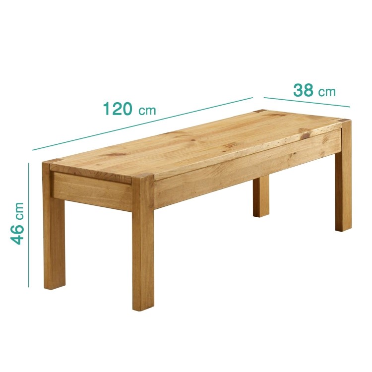 Large Solid Pine Dining Bench - Seats 2 - Emerson