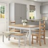 Grey and Solid Pine Dining Bench - Seats 2 - Emerson