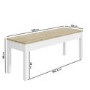 Large White & Solid Pine Dining Bench - Seats 2 - Emerson
