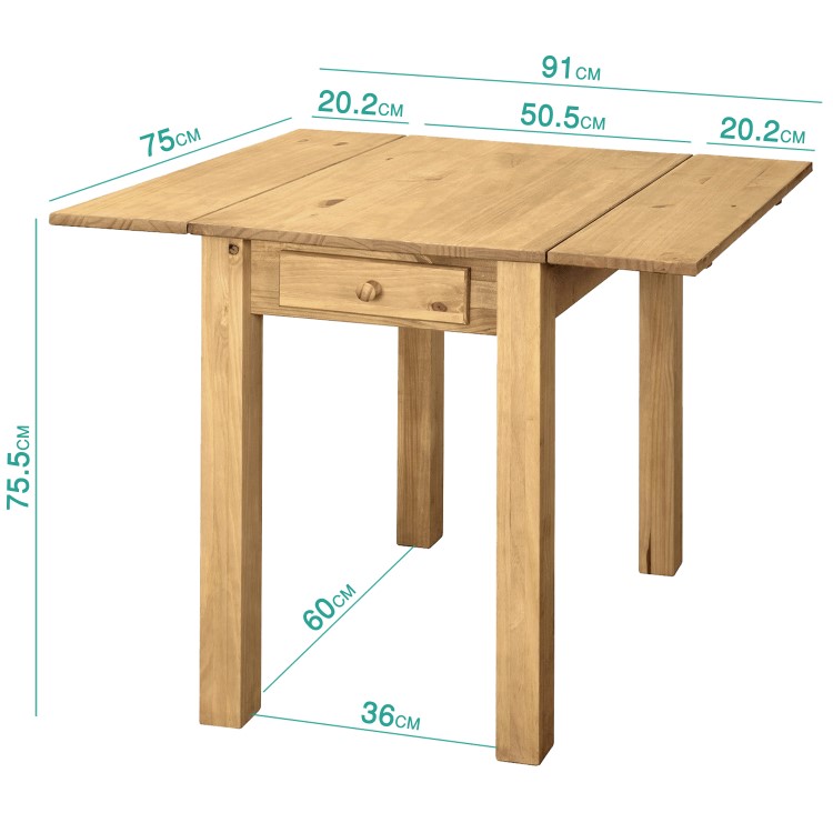 Drop Leaf Dining Table in Solid Pine - Seats 2- Emerson
