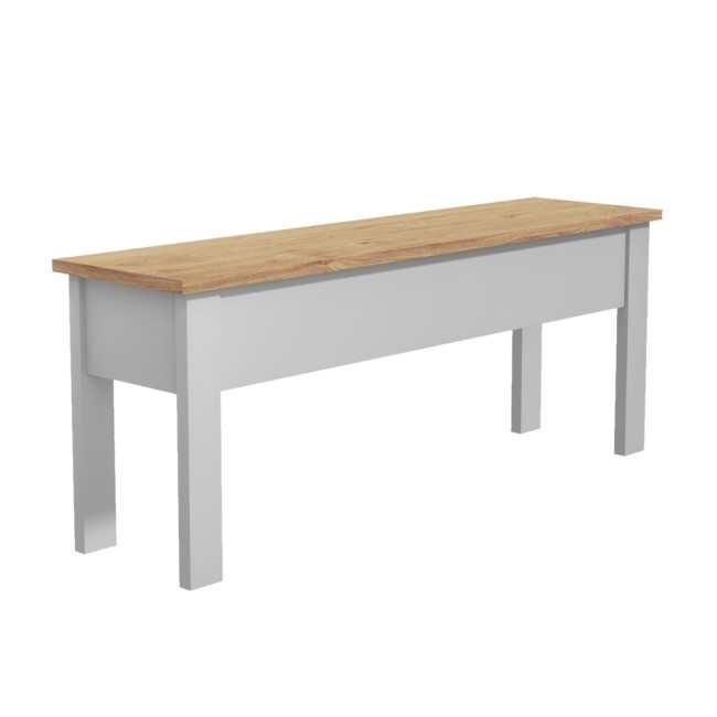 Grey Dining Bench with Storage & Pine Top - Seats 2 - Emerson