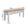 Grey Dining Bench with Storage &amp; Pine Top - Seats 2 - Emerson