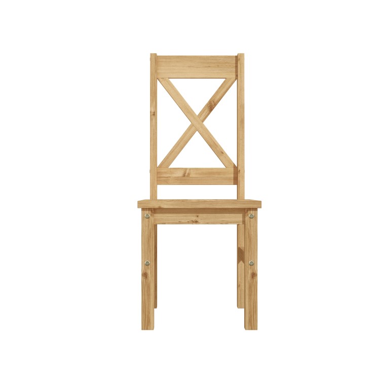 Set of 2 Solid Pine Cross Back Dining Chairs - Emerson