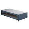 Single Guest Bed with Trundle and Mattresses in Blue Linen - Emperor - Bedmaster