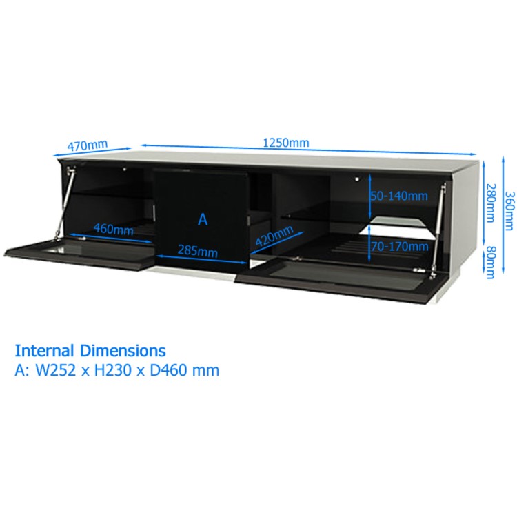 Refurbished Alphason EMTMOD1250-GRY Element Modular TV Cabinet for up to 60" TVs - Grey