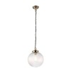 Brass &amp; Ribbed Glass Ball Pendant Light - Brydon