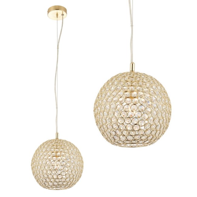 Brass & Crystal Ball Pendant Light - Claudia