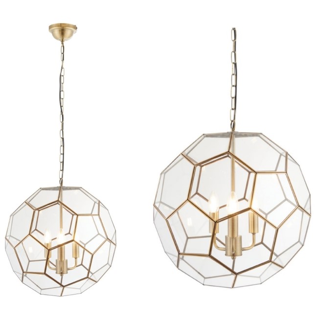 GRADE A1 - Gold Chandelier Light with 3 Bulbs & Geometric Design - Miele