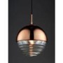 Ribbed Glass & Rose Gold Ball Pendant Light - Paloma