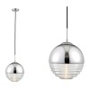 Ribbed Glass &amp; Chrome Ball Pendant Light - Paloma