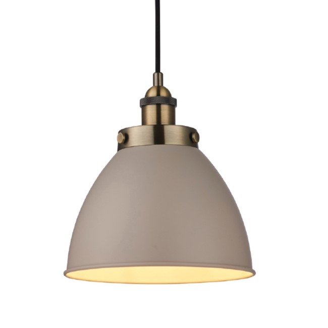 GRADE A1 - Pendant Light in Taupe & Antique Brass - Franklin