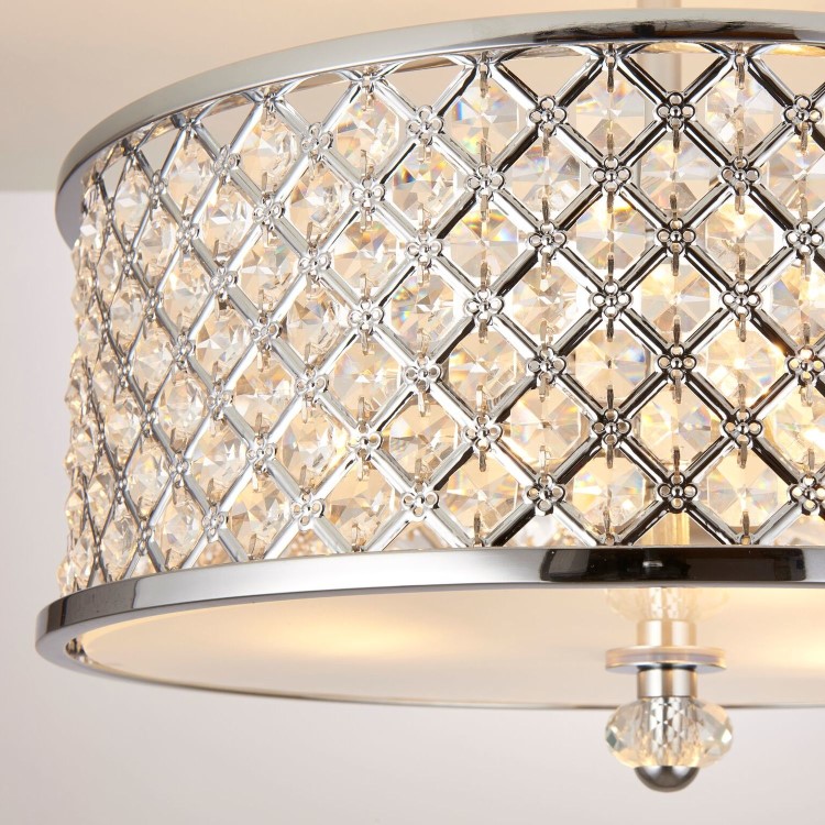 Semi Flush Light in Chrome with Clear Crystal Glass Finish - Hudson