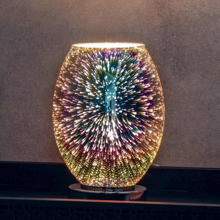 GRADE A1 - Touch Lamp with Holographic Glass & Chrome Plate Finish - Stellar