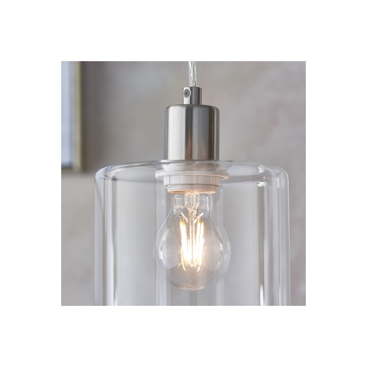 GRADE A1 - Box Opened Poole Glass Pendant Ceiling Light with Nickel Finish