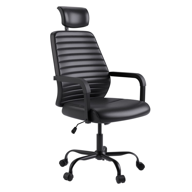 Ergonomic Black Faux Leather Office Chair - Emmanuel