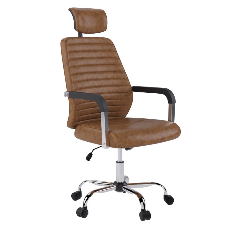 Ergonomic Brown Faux Leather Office Chair - Emmanuel