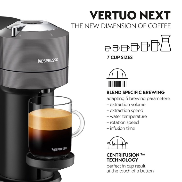 Nespresso by Delonghi Vertuo Next Pod Coffee Machine ENV120.GYAE - Grey