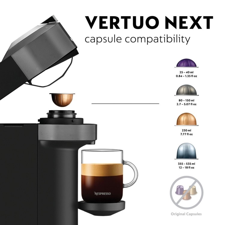 Nespresso by Delonghi Vertuo Next Pod Coffee Machine ENV120.GYAE - Grey