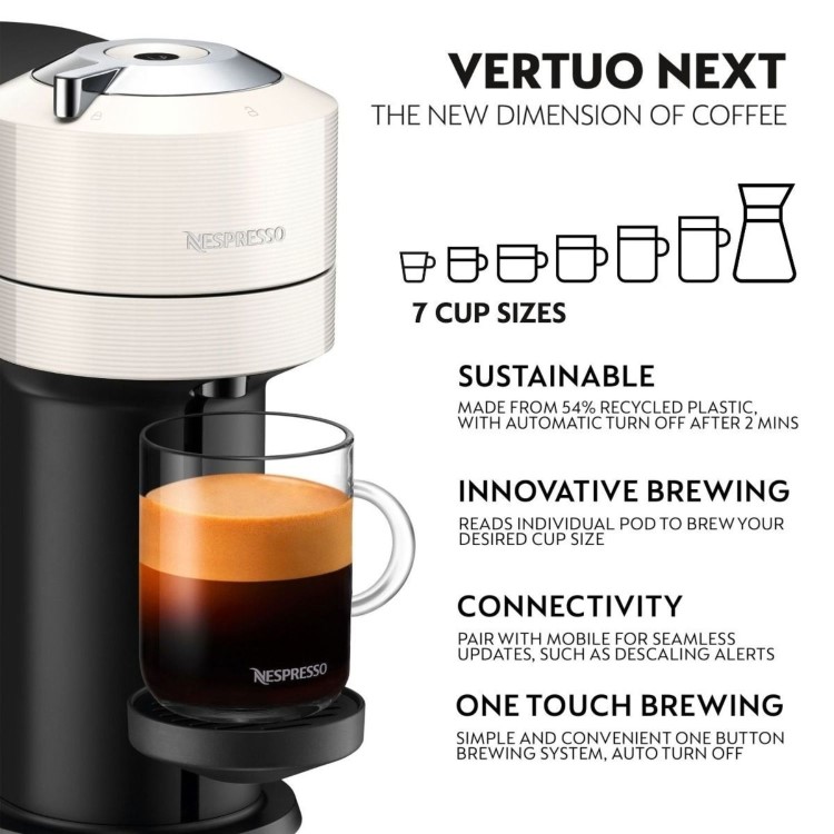 Nespresso by Delonghi Vertuo Next Pod Coffee Machine ENV120.WAE - White