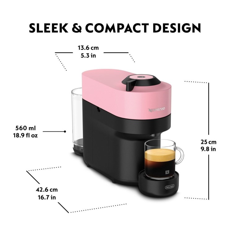 Nespresso by Delonghi Vertuo Pop Pod Coffee Machine ENV90.P - Pink
