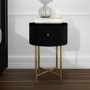 Enzo Groove Detail 1 Drawer Bedside Table in Black and Gold - Art Deco Style