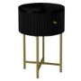 Enzo Groove Detail 1 Drawer Bedside Table in Black and Gold - Art Deco Style