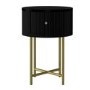 Enzo Groove Detail 1 Drawer Bedside Table in Black and Gold - Art Deco Style