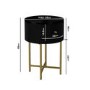 Enzo Groove Detail 1 Drawer Bedside Table in Black and Gold - Art Deco Style