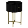 Enzo Groove Detail 1 Drawer Bedside Table in Black and Gold - Art Deco Style