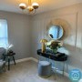 Enzo Groove Detail 2 Drawer Dressing Table in Black and Gold - Art Deco Style