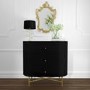 Curved Black Art Deco Chest of 3 Drawers - Enzo