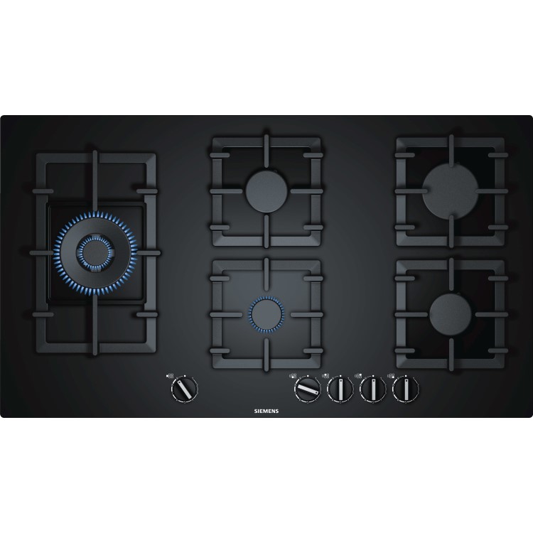 Refurbished Siemens iQ500 EP9A6SB90 90cm 5 Burner Gas-on-glass Hob Black