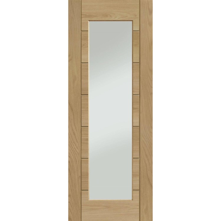 Internal Oak Fully-Glazed Door with Clear Glass - Pre-Finished - 1981 x 610 x 35mm - Palermo Essential - XL Joinery