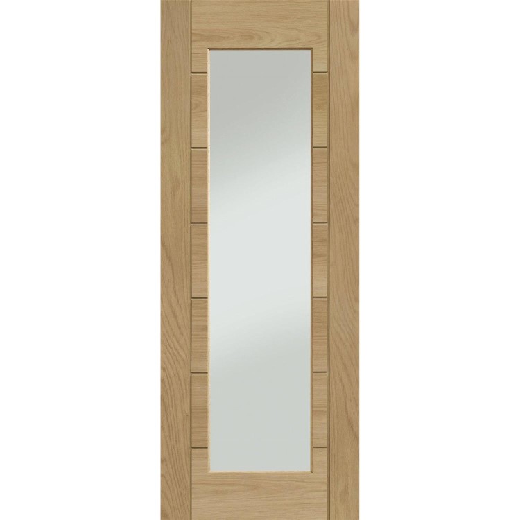 Palermo Essential 1 Light Pre-Finished Internal Oak Door with Clear Glass - 1981 x 762 x 35 mm, Pre-Finished