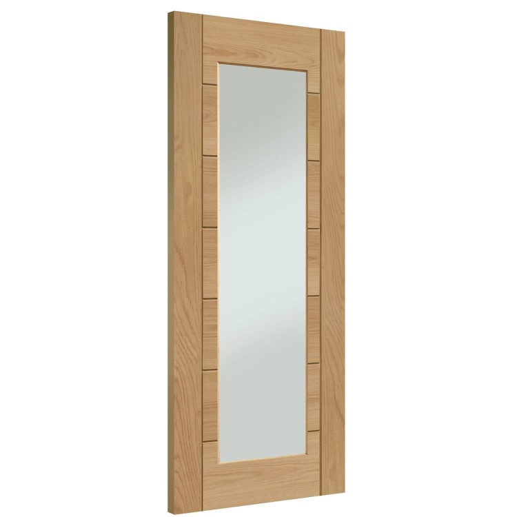 Palermo Essential 1 Light Pre-Finished Internal Oak Door with Clear Glass - 1981 x 762 x 35 mm, Pre-Finished