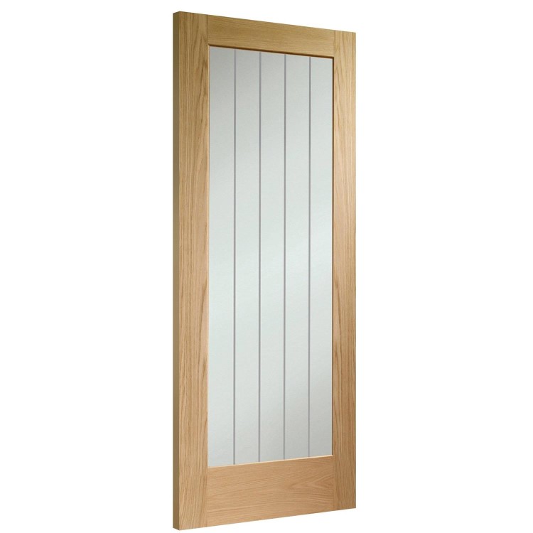 Internal Oak Fully-Glazed Cottage Door with Clear Etched Glass - Pre-Finished - 1981 x 838 x 35mm - Suffolk Essential - XL Joinery