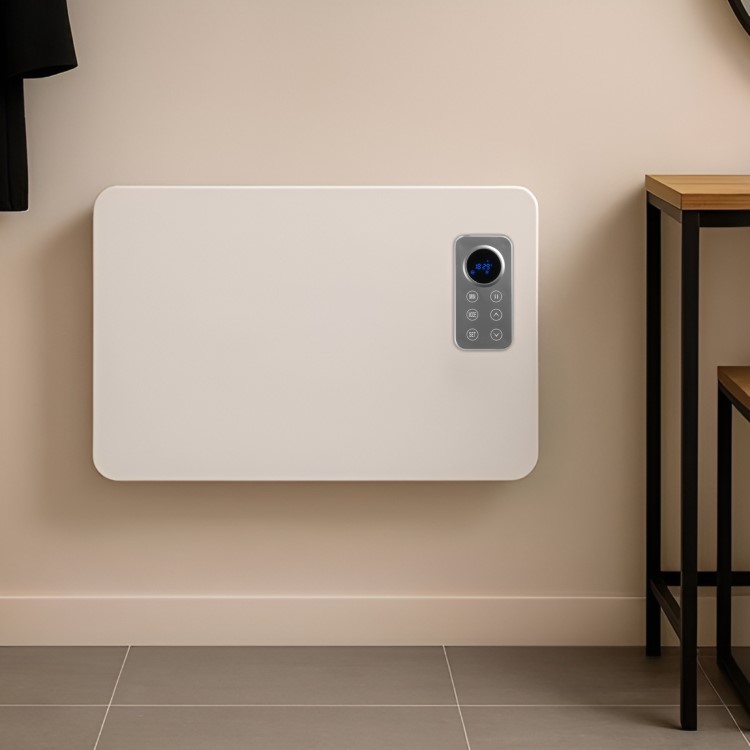 electriQ 1000W Slim Wall Mountable Panel Heater with Thermostat and Weekly Timer - Bathroom Safe