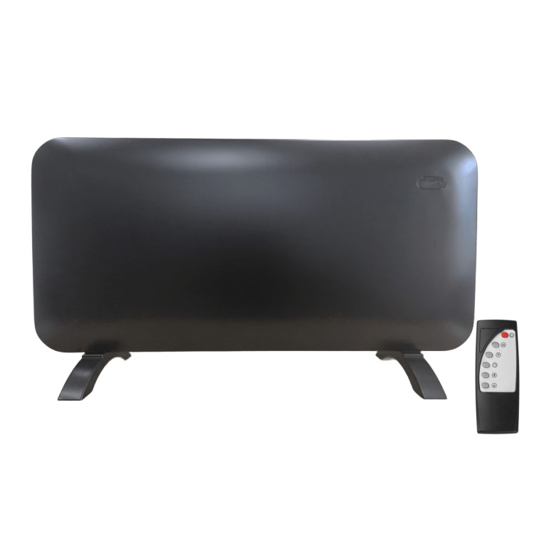 GRADE A1 - electriQ 2000W Smart Electric Designer Metal Panel Heater - Wall Mountable & Bathroom Safe - Black