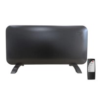 GRADE A1 - electriQ 2000W Smart Electric Designer Metal Panel Heater - Wall Mountable & Bathroom Safe - Black